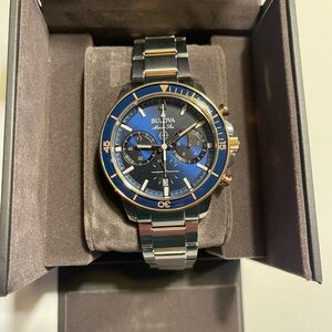 Bulova Marine Star Silver and Blue Chronograph Watch